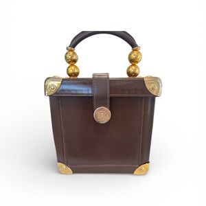 Gabbrielli Firenze Brown Train Case with Top Handle